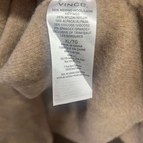 Vince Collarless Cardigan Coat Italian Wool Alpaca Bouclé Knit Camel XL NWT - Picture 9 of 11